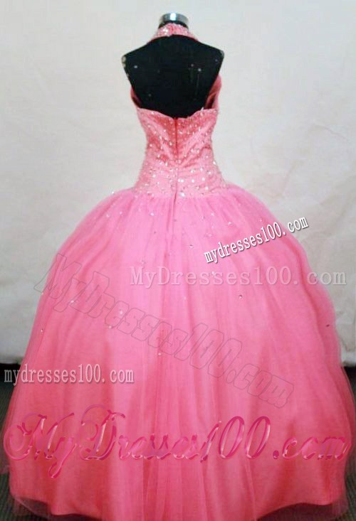 2013 New Arrival Ball Gown Halter Top Waltermelon Beading Little Girl Pageant Dresses