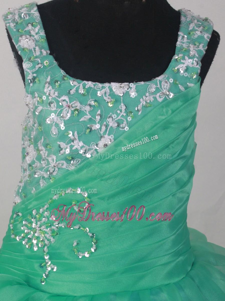 2013 Popular Sweetheart Flower Girl Pageant Dress With Appliques and Ruch Decorate Turquoise