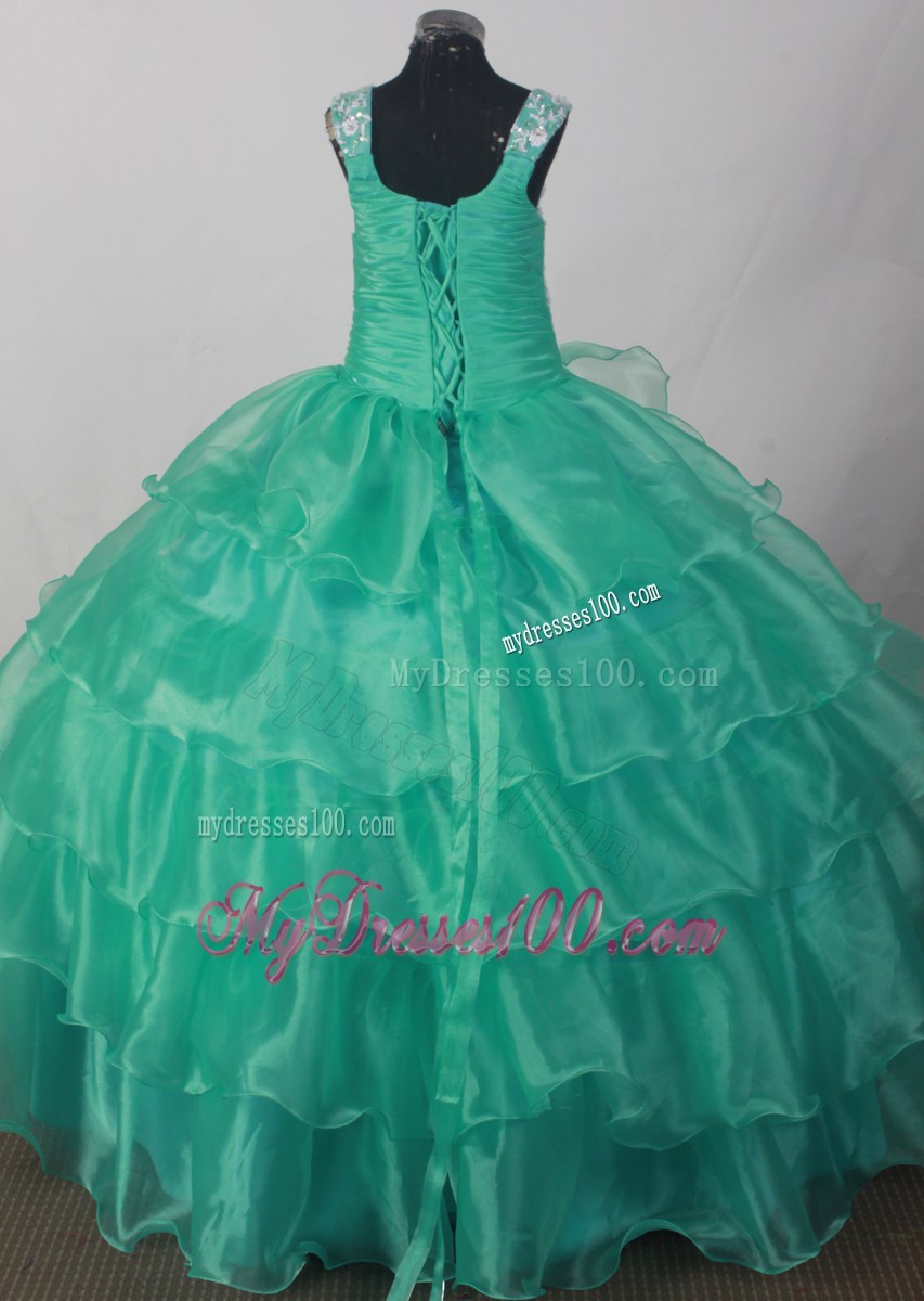 2013 Popular Sweetheart Flower Girl Pageant Dress With Appliques and Ruch Decorate Turquoise