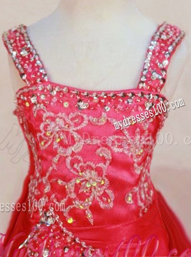 Sweet Appliques Decorate Shoulder Straps Little Girl Pageant Dresses