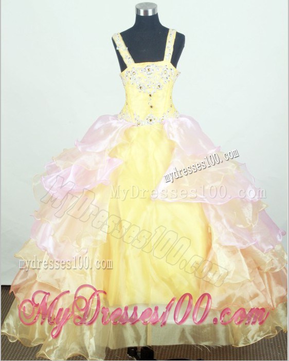 Appliques Little Girl Pageant Dresses With Ruffled Layers and Organza