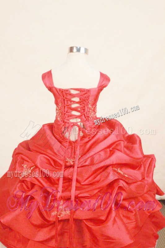 Appliques With Beading Lovely Square Red Little Girl Pageant Dresses
