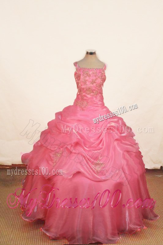 Beading Luxurious Off the Shoulder Pink Little Girl Pageant Dresses