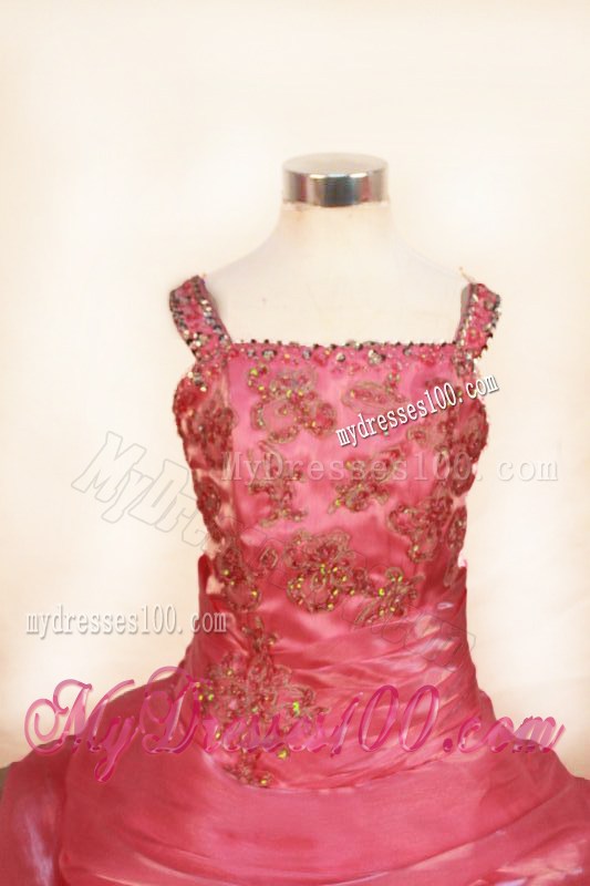 Beading Luxurious Off the Shoulder Pink Little Girl Pageant Dresses
