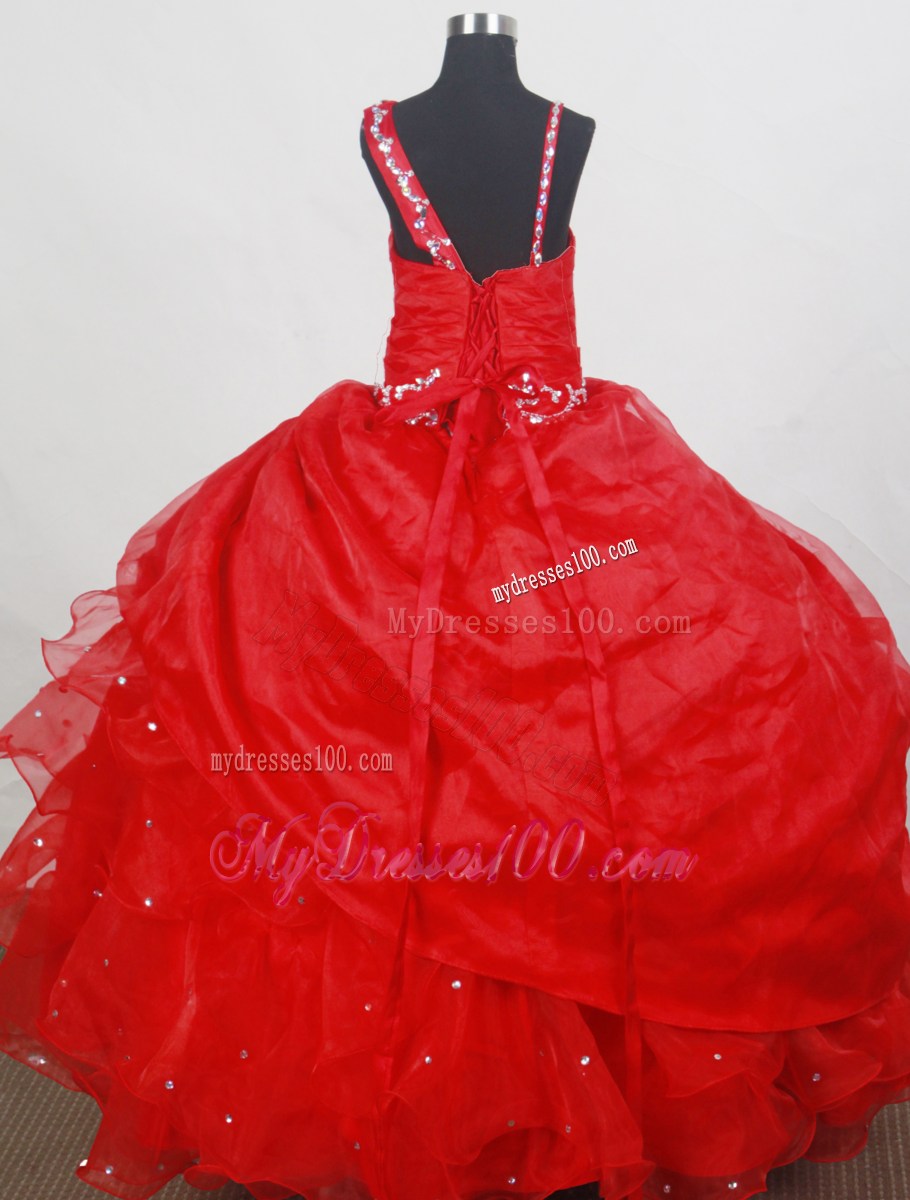 Beading Classical Ball Gown Little Girl Pageant Dress Straps Floor-length Puffy