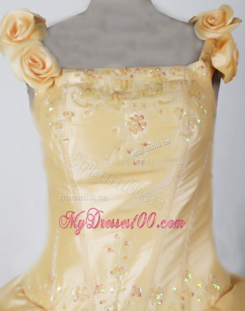Square Floor-length Beading Pick-ups Ball Gown Little Girl Pageant Dress