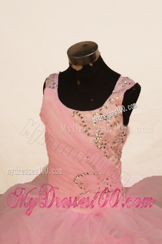 Beading Off The Shoulder Light Pink Beading Little Girl Pageant Dresses