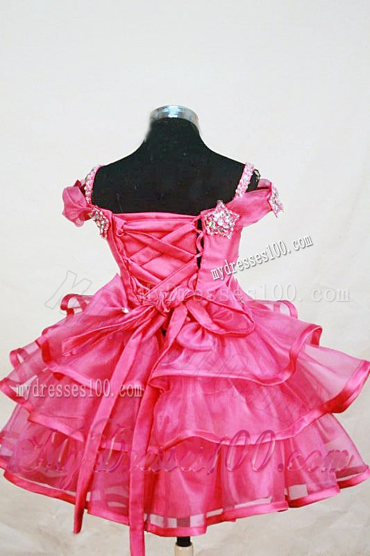 Beading Off the Shoulder Lovely Red Little Girl Pageant Dresses Appliques
