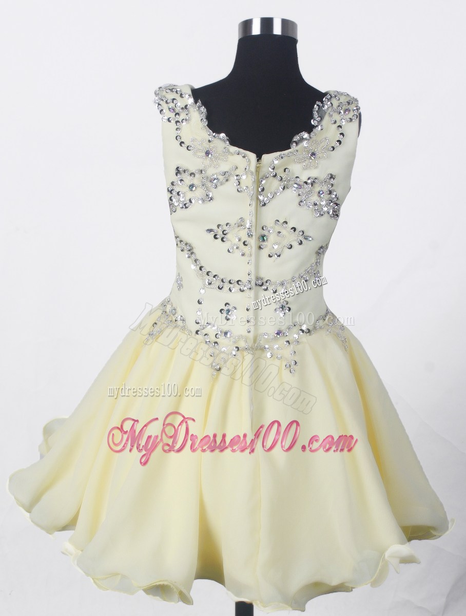 Beading Romantic A-line V-neck Mini-length Little Gril Pageant Dress
