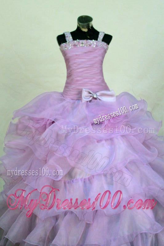 Beading Straps Lavender Ruffled Layers Little Girl Pageant Dresses