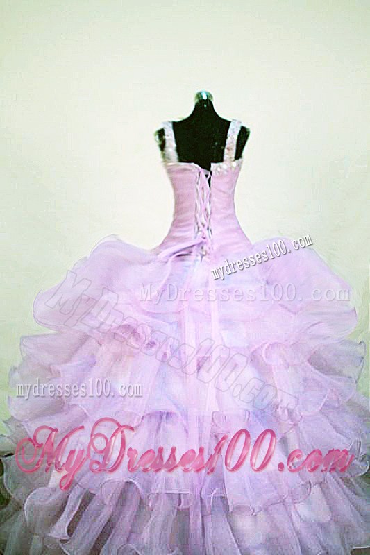 Beading Straps Lavender Ruffled Layers Little Girl Pageant Dresses