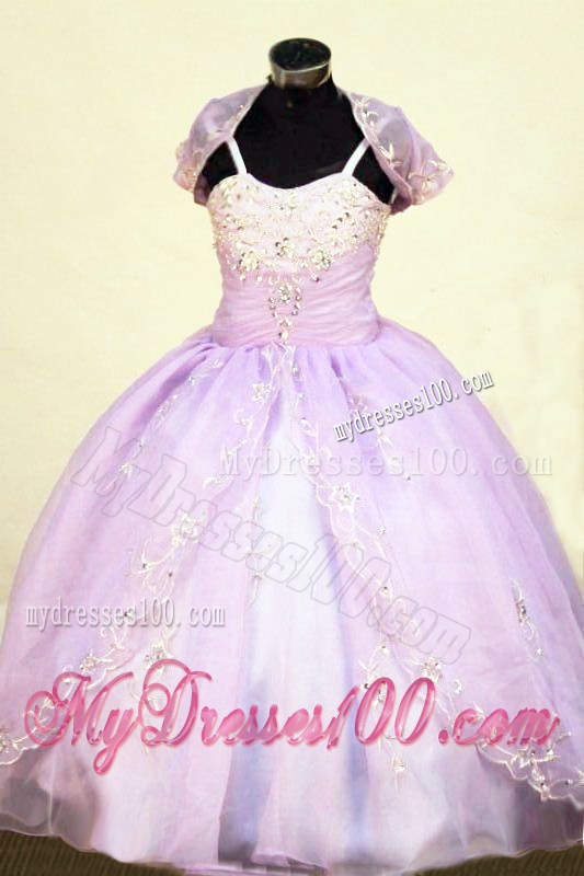 Beading Straps Floor-Length Lilac Ball Gown Brand New Little Girl Pageant Dresses