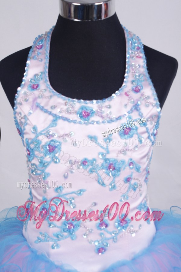Beading and Appliques For Little Girl Pageant Dresses With Ruffled Layers