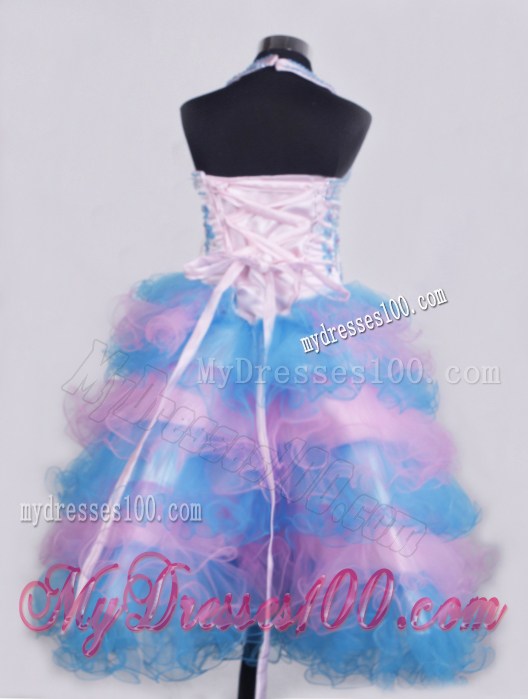 Beading and Appliques For Little Girl Pageant Dresses With Ruffled Layers