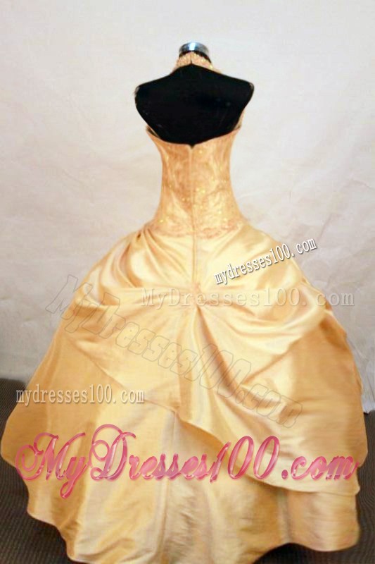 Beautiful Gold Halter Gold Beading Little Girl Pageant Dresses for 2013