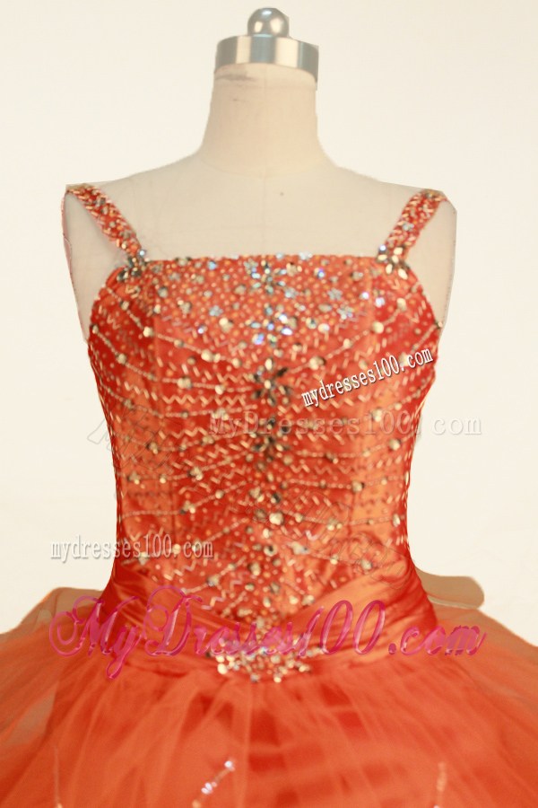 Beautiful Beading Decorate Up Bodice Little Girl Pageant Dress Ball Gown Straps Floor-length