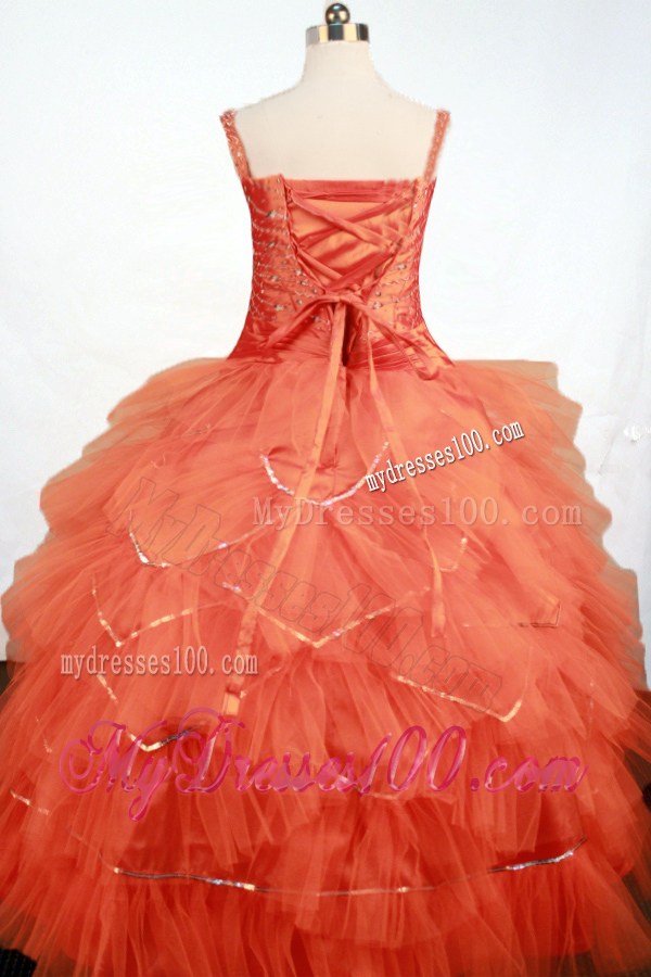Beautiful Beading Decorate Up Bodice Little Girl Pageant Dress Ball Gown Straps Floor-length