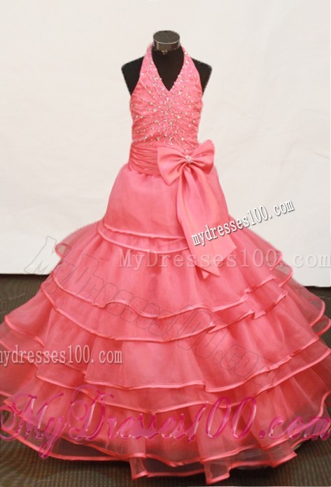 Beautiful Beading and Ruffled Layers Ball Gown Hater Little Girl Pageant Dress Floor-length