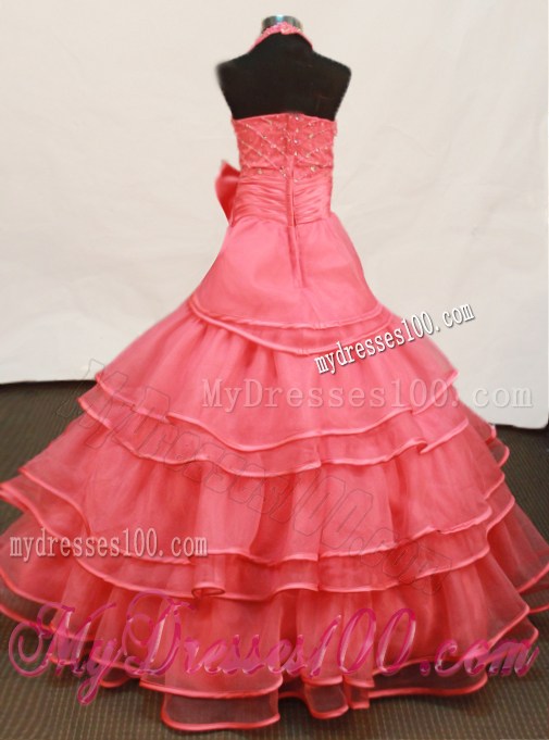 Beautiful Beading and Ruffled Layers Ball Gown Hater Little Girl Pageant Dress Floor-length
