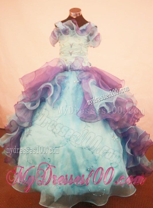 Beautiful Ruffles Little Girl Pageant Dress Straps Multi-color With Organza In 2013