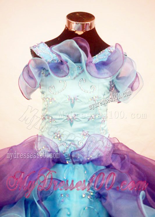 Beautiful Ruffles Little Girl Pageant Dress Straps Multi-color With Organza In 2013