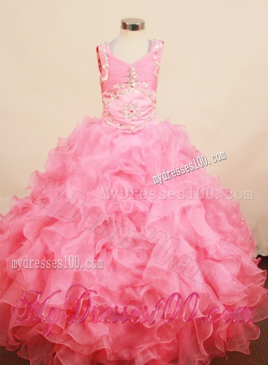 Best Ruffles 2013 Little Girl Pageant Dress Square Neck With Floor-Length Organza