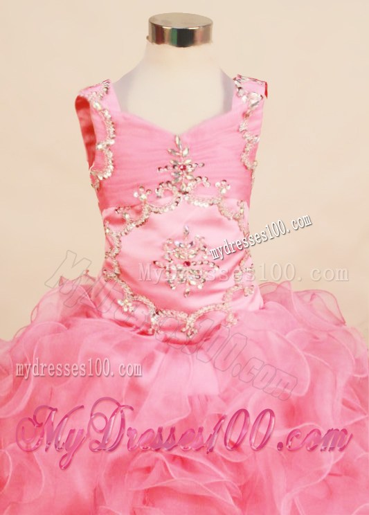 Best Ruffles 2013 Little Girl Pageant Dress Square Neck With Floor-Length Organza