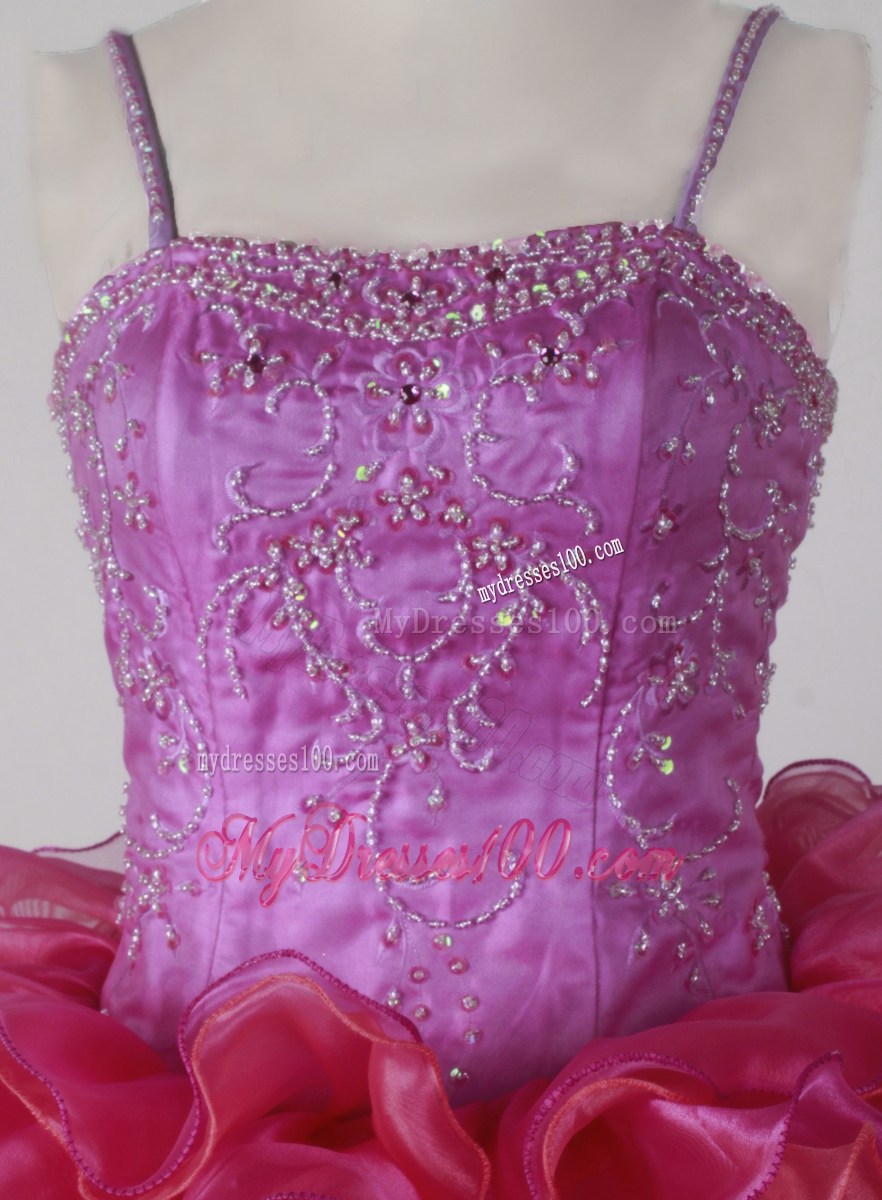 Brand New Ball Gown Little Girl Pageant Dress Beading and Ruffles Spaghetti Straps