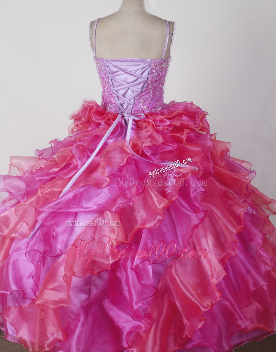 Brand New Ball Gown Little Girl Pageant Dress Beading and Ruffles Spaghetti Straps