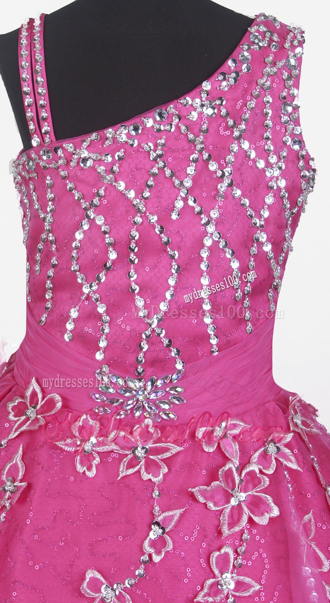 Brand new Beading Hand Made Flowers Ball Gown Strap Floor-length Little Gril Pageant Dress