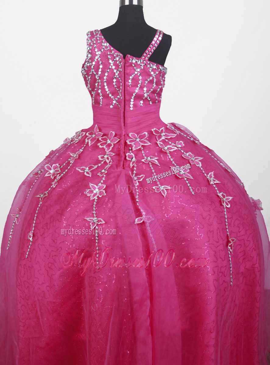 Brand new Beading Hand Made Flowers Ball Gown Strap Floor-length Little Gril Pageant Dress