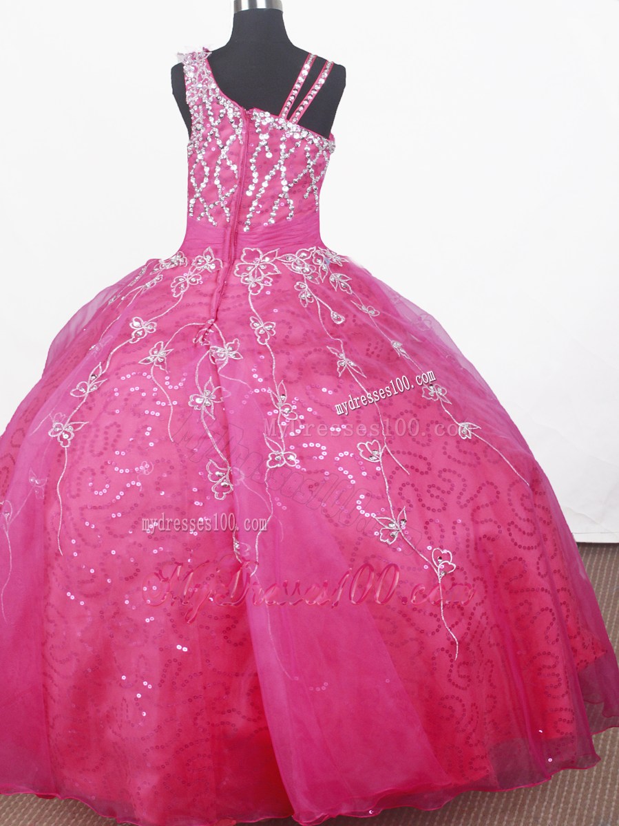 Brand new Beading Appliques Ball Gown Strap Floor-length Little Gril Pageant Dress