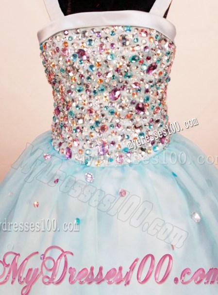 Classical Ball Gown Rhinestone Little Girl Pageant Dresses Square Neck Floor-Length