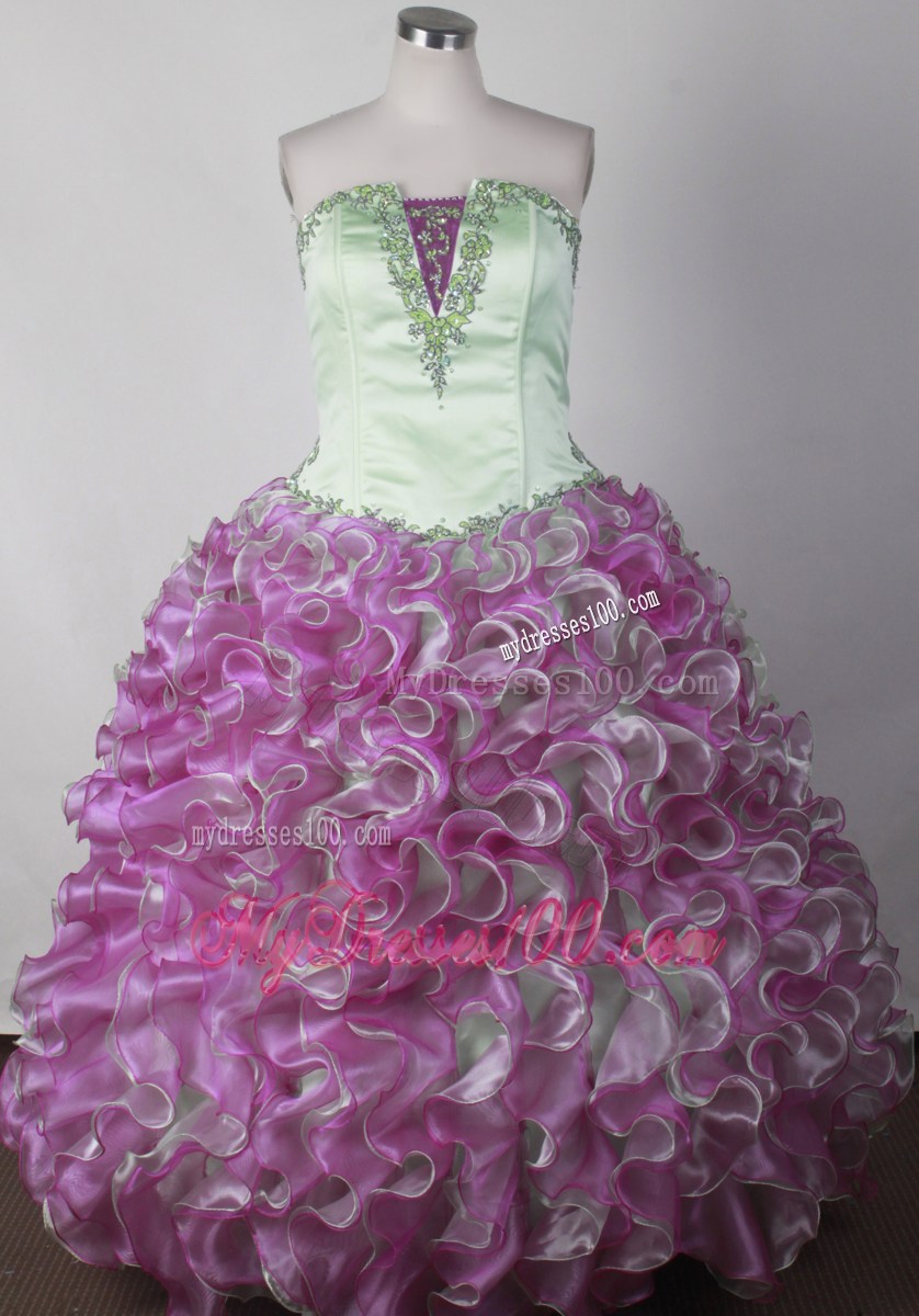 Colorful Little Girl Pageant Dresses With Ruffles Appliques and Organza