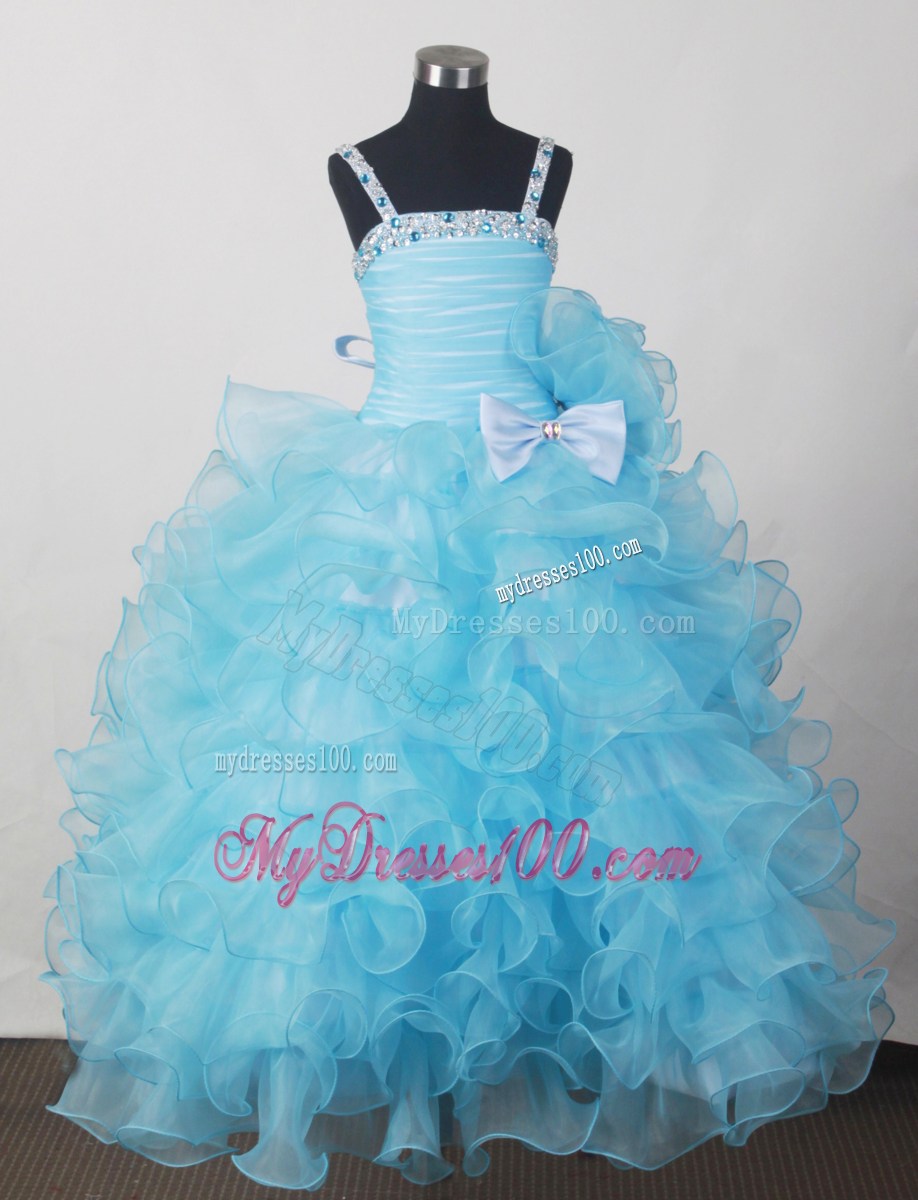 Custom Made For Affordable Little Girl Pageant Dresses With Beading Bow and Ruffled Layers