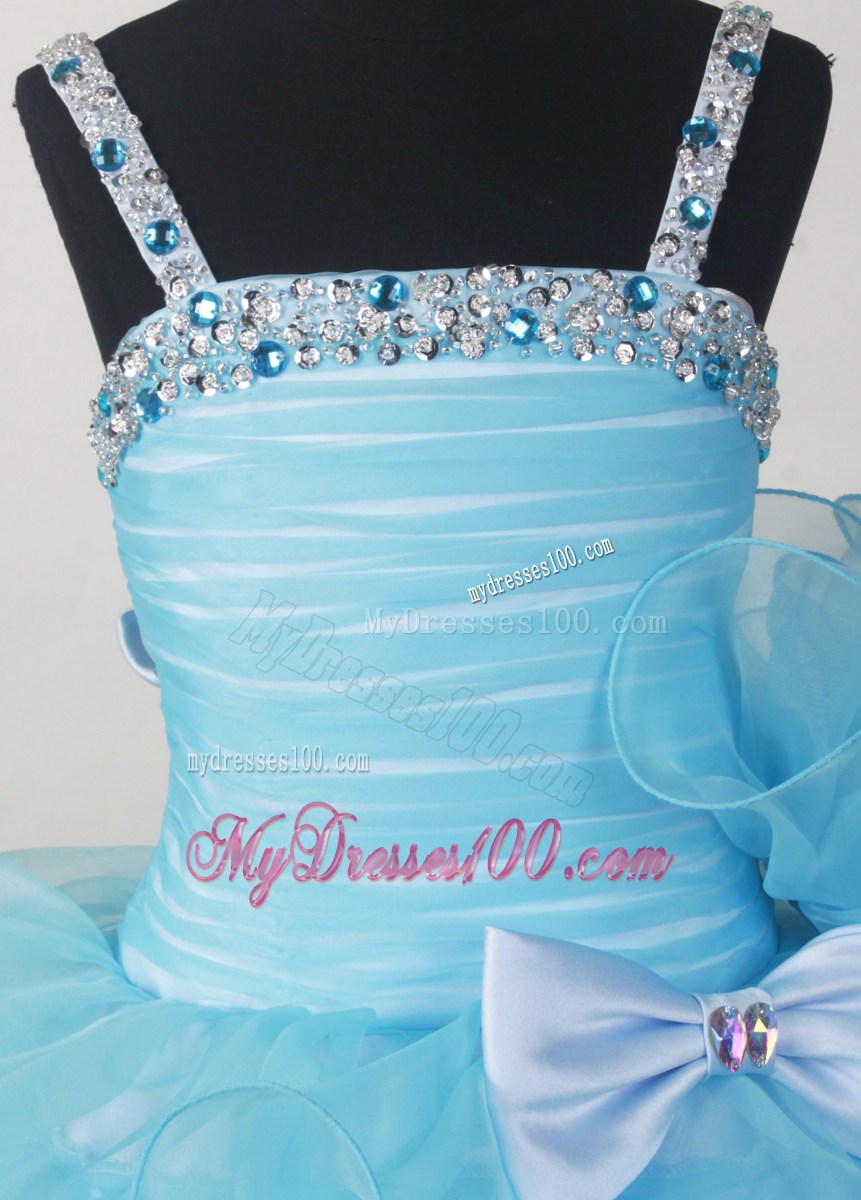 Custom Made For Affordable Little Girl Pageant Dresses With Beading Bow and Ruffled Layers