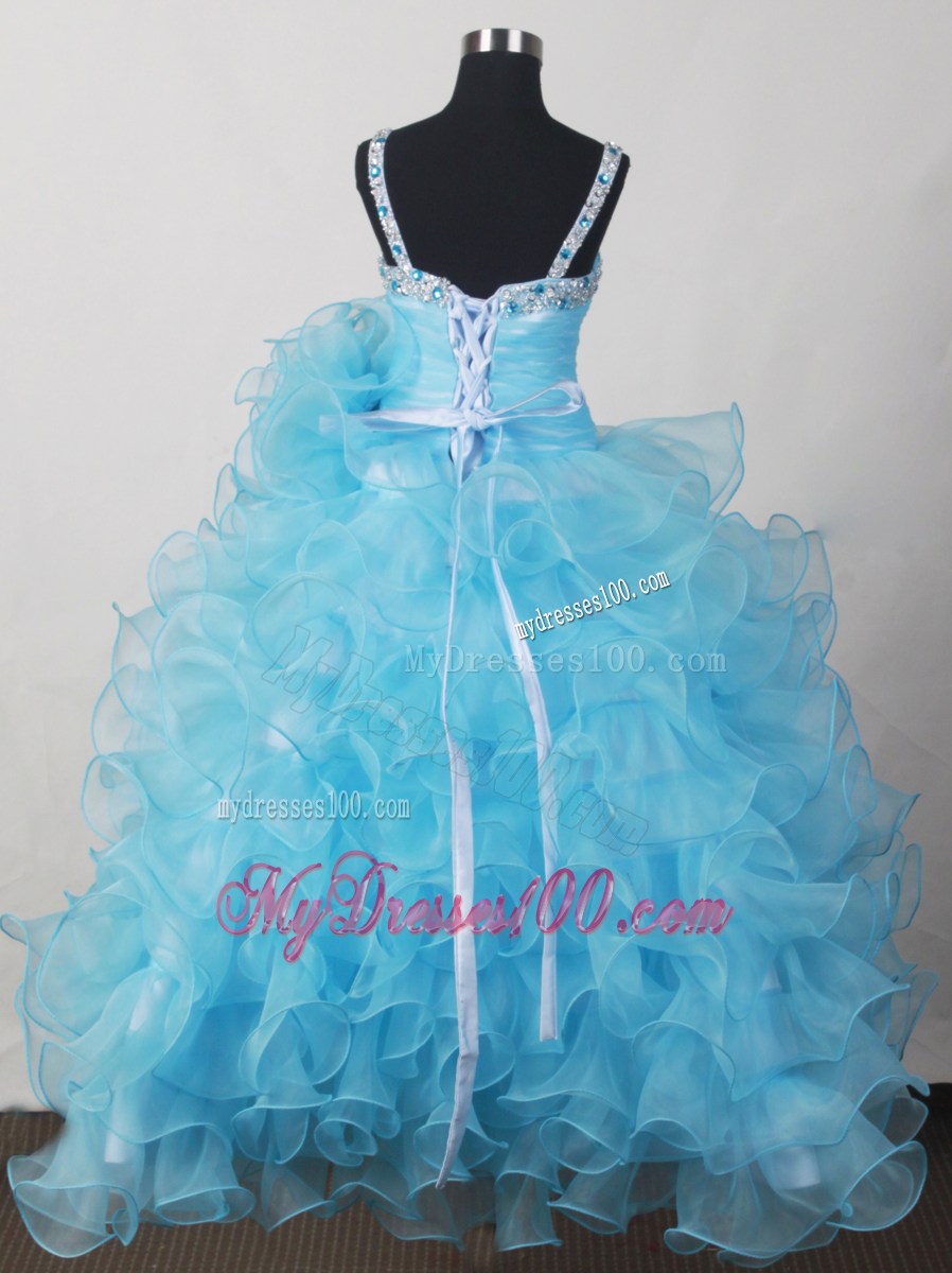 Custom Made For Affordable Little Girl Pageant Dresses With Beading Bow and Ruffled Layers