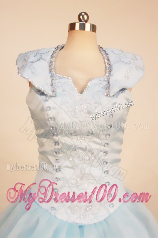 Custom Made Light Blue 2013 Little Girl Pageant Dress With Ruffled Layeres Ball Gown Scoop Neck
