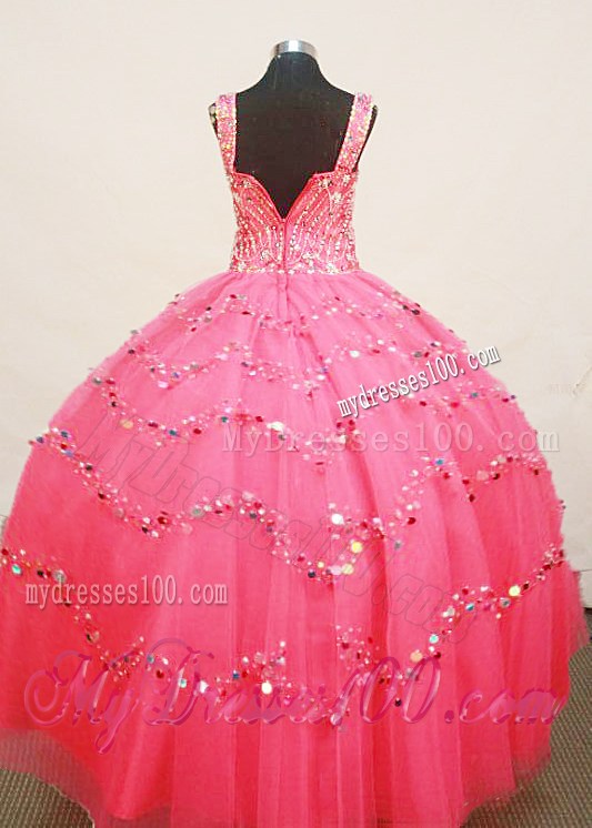 Custom Made Little Girl Pageant Dress BeadingStrap Floor-Length Organza