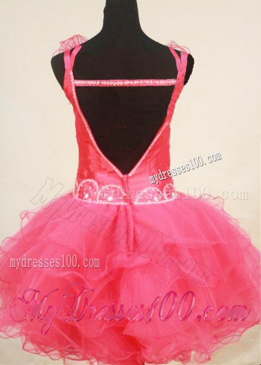Custom Made Sweet Straps Pink Beaded Little Girl Pageant Dresses