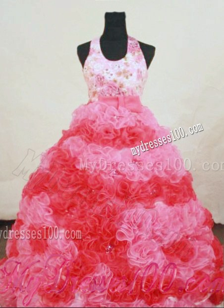Halter Top Appliques Little Girl Pageant Dresses With Multi-color Hottest