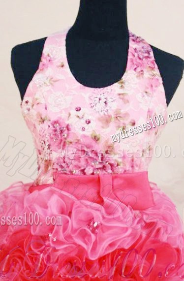 Halter Top Appliques Little Girl Pageant Dresses With Multi-color Hottest
