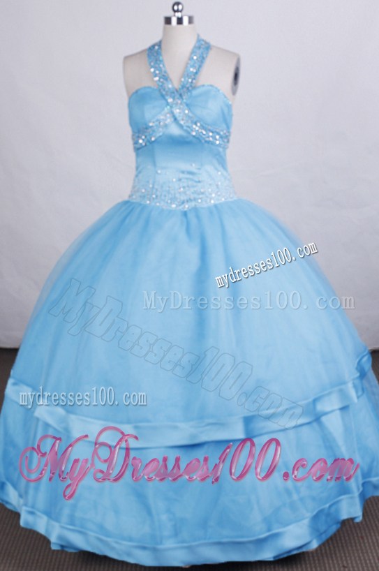 Discount Ball Gown Little Girl Pageant Dress Halter Beading Floor-length