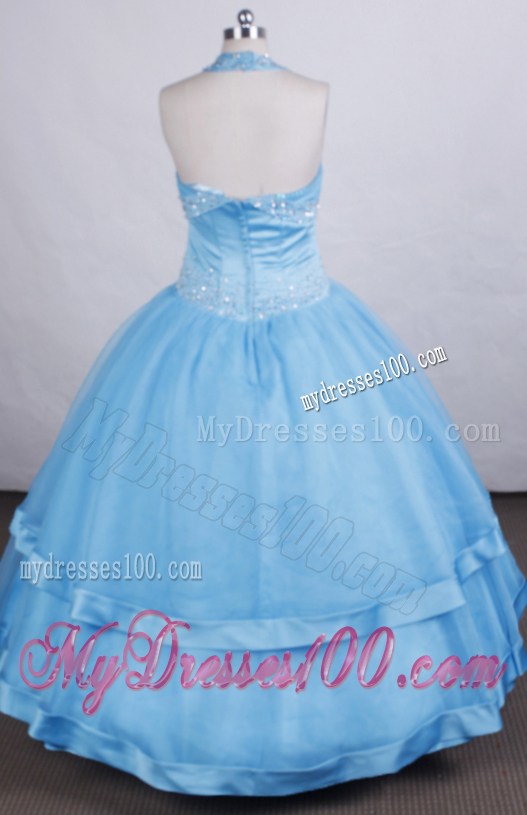 Discount Ball Gown Little Girl Pageant Dress Halter Beading Floor-length