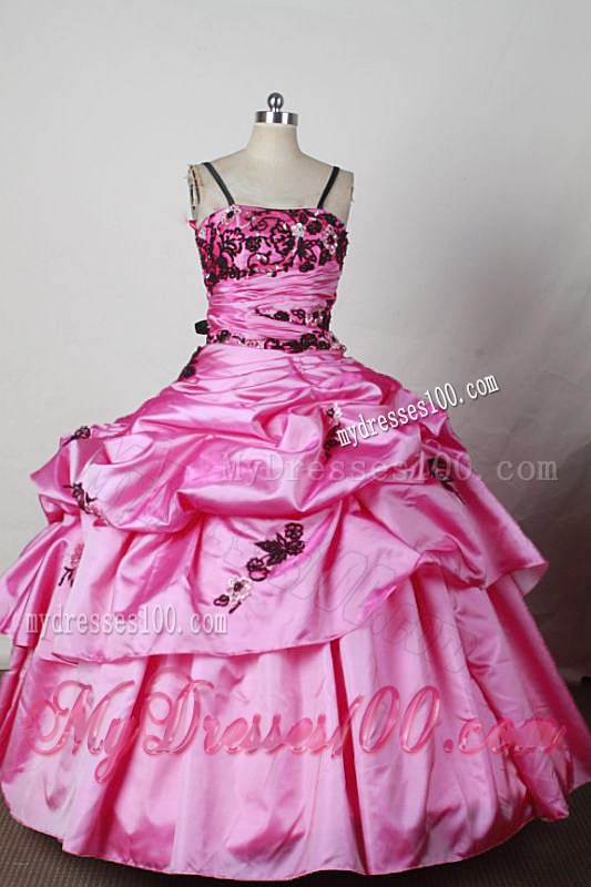 Discount Ball Gown Little Girl Pageant Dresses Spaghetti Straps Floor-Length Appliques
