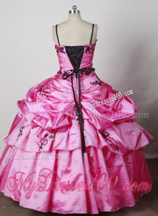 Discount Ball Gown Little Girl Pageant Dresses Spaghetti Straps Floor-Length Appliques