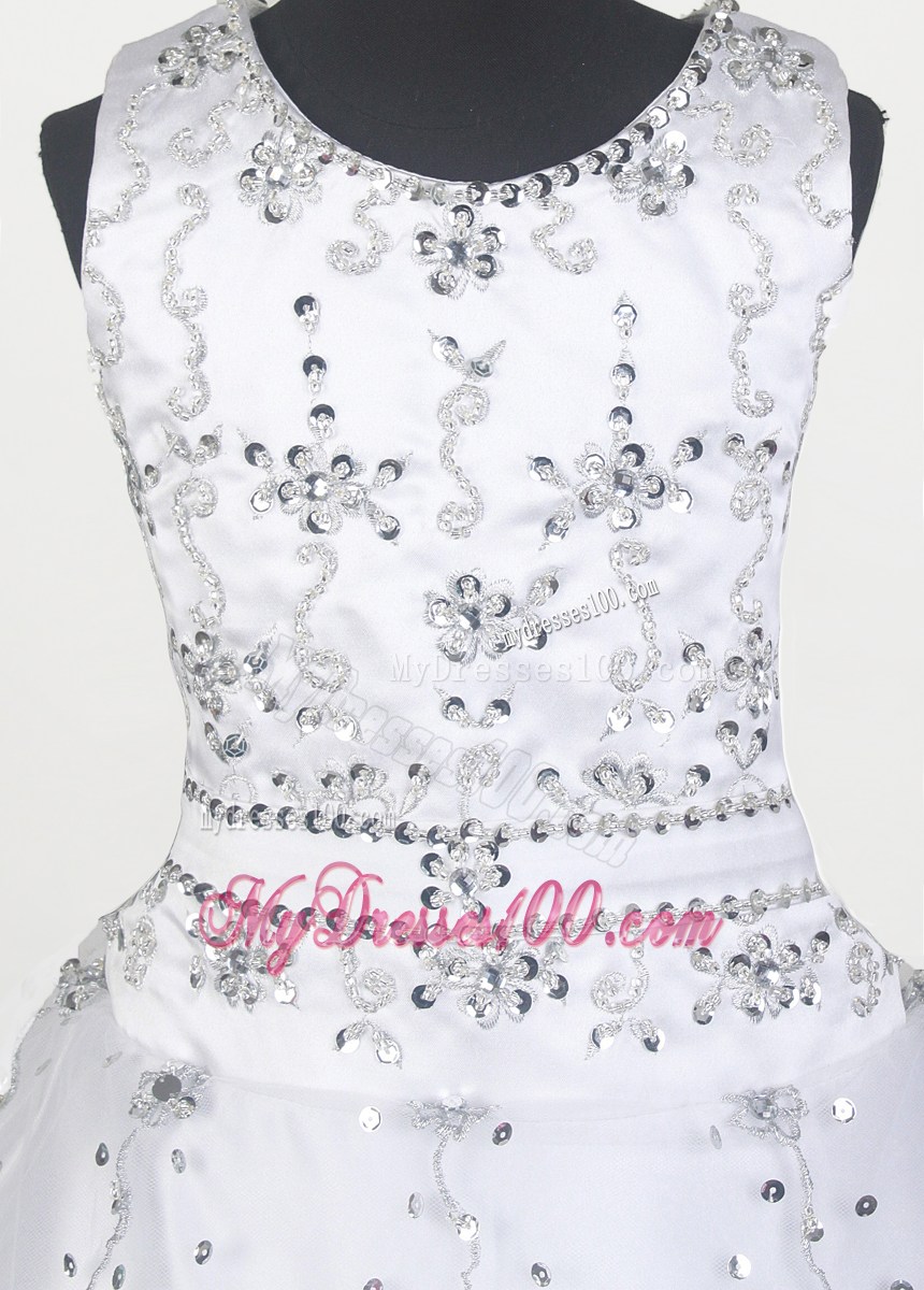 Elegant Beading Ball Gown Scoop Floor-length Little Gril Pageant Dress