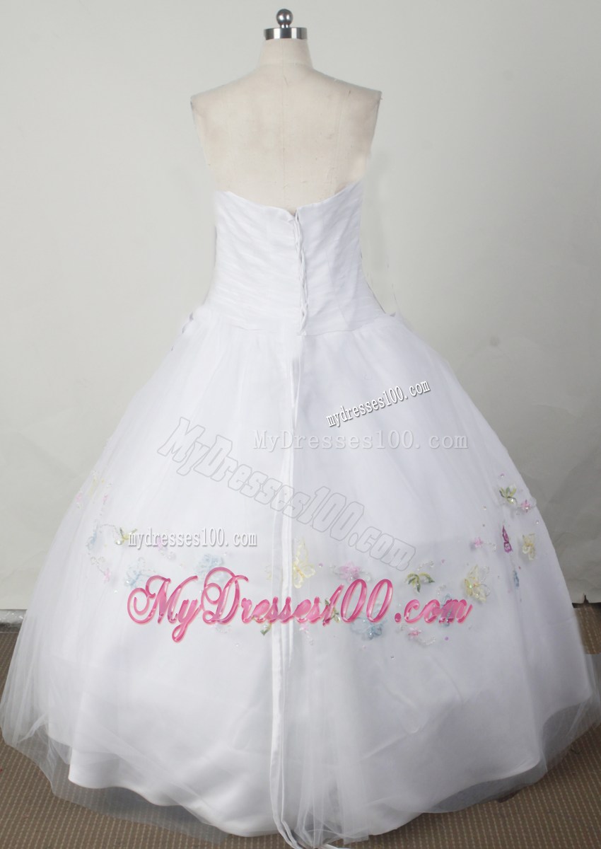 Embroidery With Beading Decorate Bodice Romantic Ball Gown Little Girl Pageant Dress Strapless Floor-length