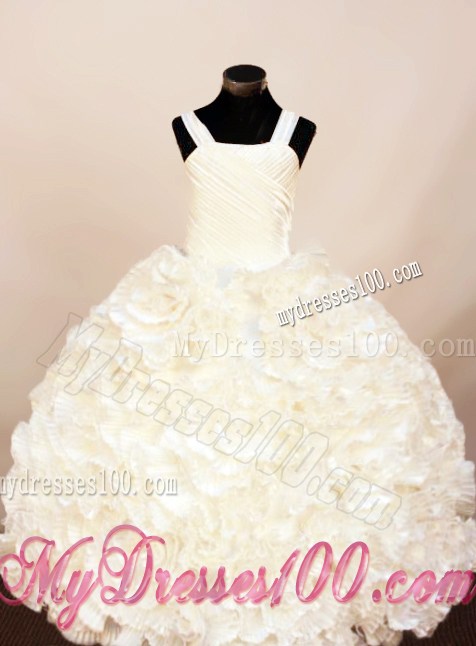 Exquisite Baby Blue Ruffles Little Girl Pageant Dress Ball Gown With Strap Floor-Length Organza