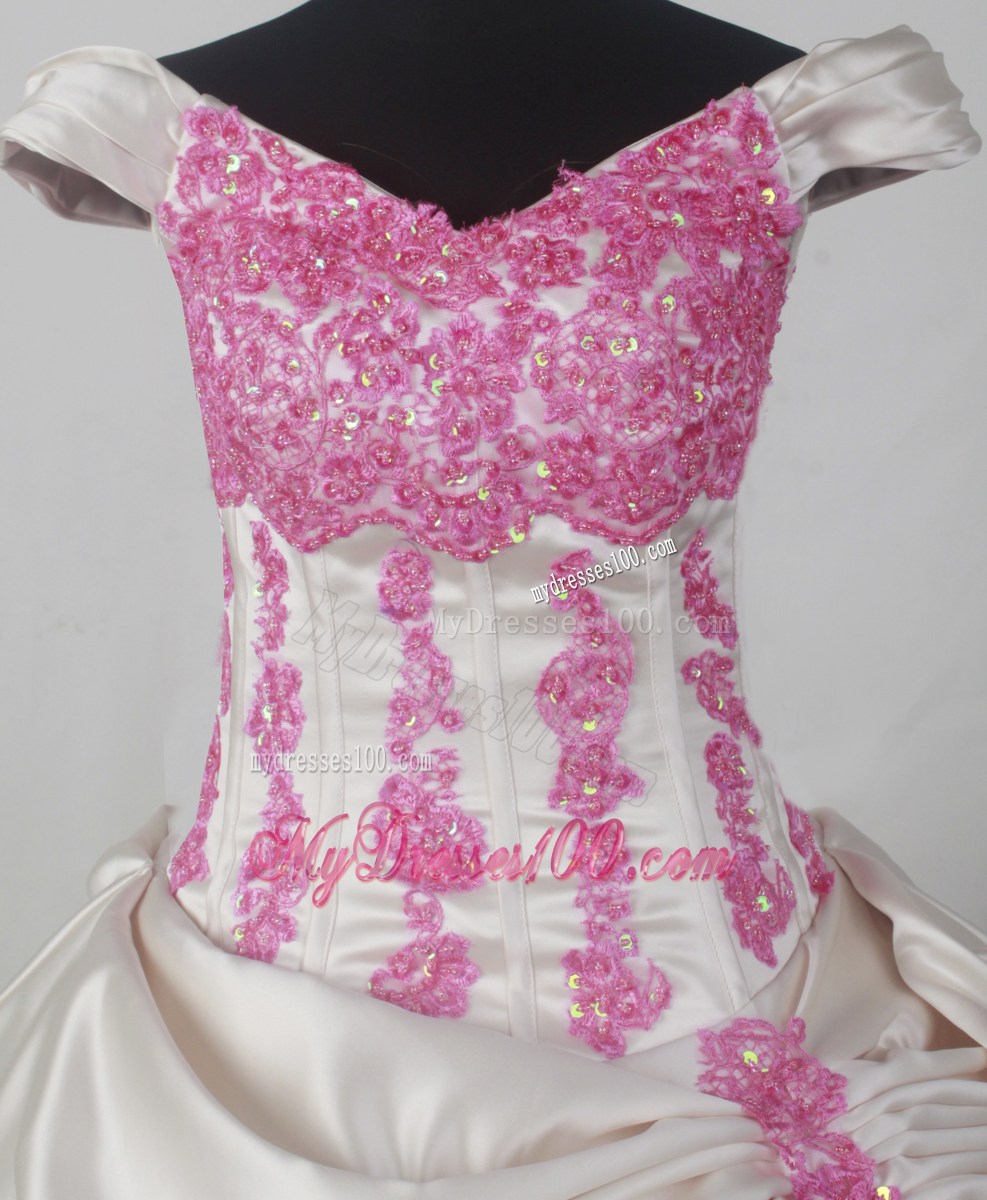 Appliques Ball Gown Off The Shoulder Floor-length Little Girl Pageant Dress